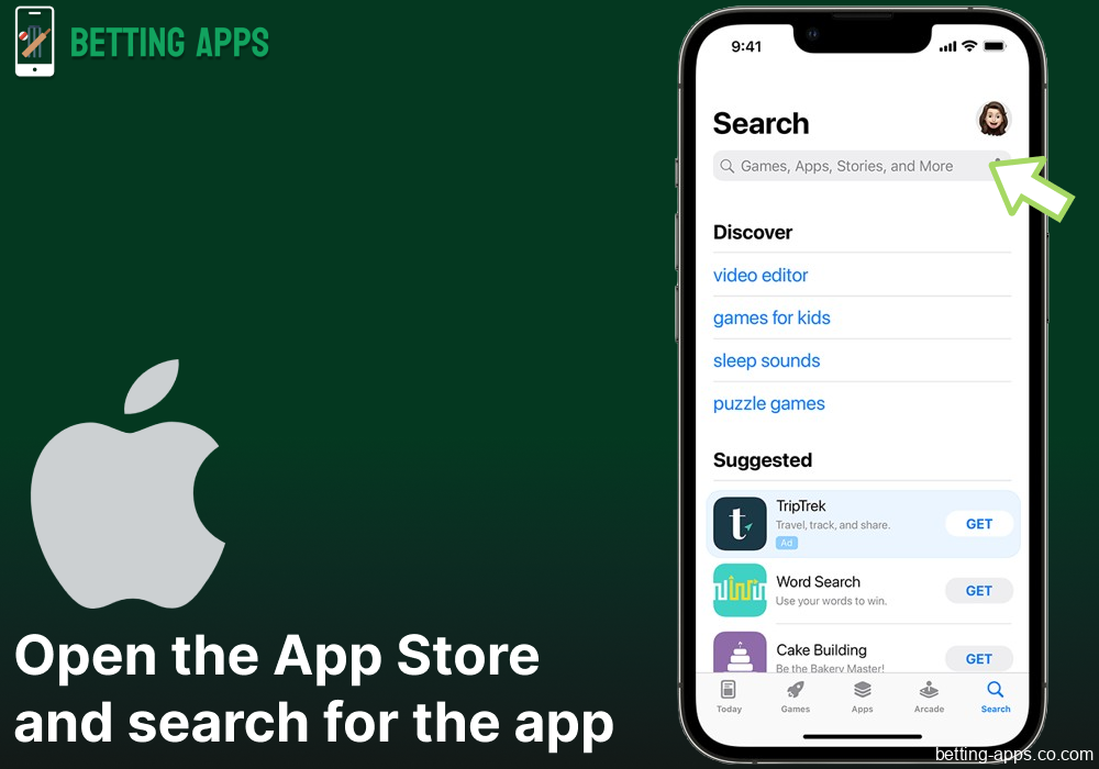 Open the App Store and search for the betting app