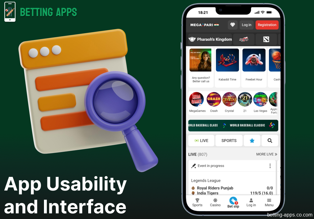 Megapari mobile app interface and usability for Indian bettors