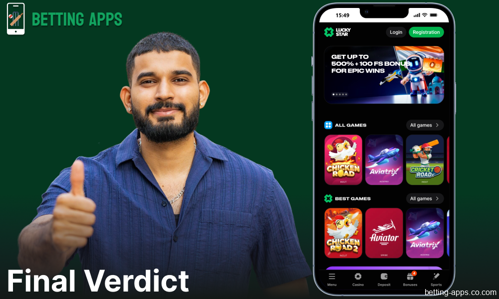 Conclusion on the Lucky Star app for bettors from India