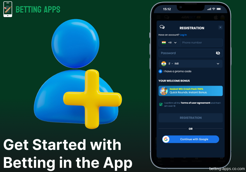 Instructions on 4rabet app registration for bettors from India