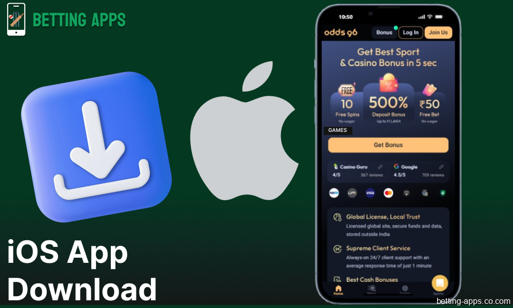 Guide on installing the Odds96 app on iOS for bettors from India