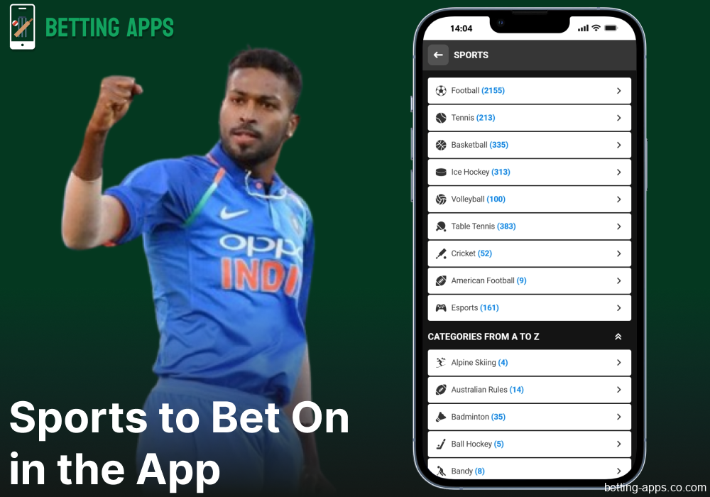 Sports betting options available on the BetAndYou mobile app