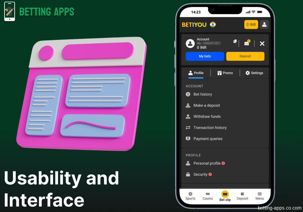 BetAndYou mobile app interface and usability for Indian bettors